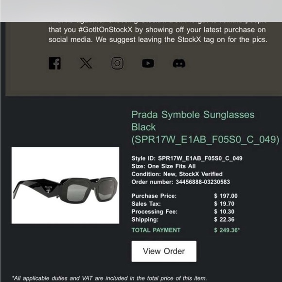 Prada Men's Black Square Sunglasses - Picture 4 of 4